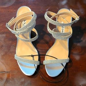 Silver rhinestone scrappy sandals